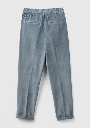  Kadın Gri Beli Lastikli Kadife Pantolon