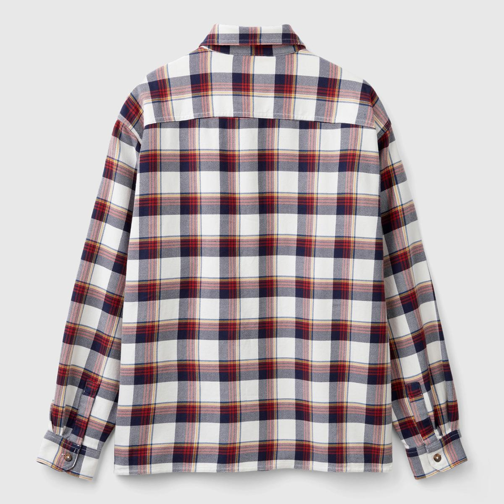 Erkek Beyaz Mix %100 Pamuk İki Göğsü Cep Detaylı Uzun Kollu Desenli Gömlek