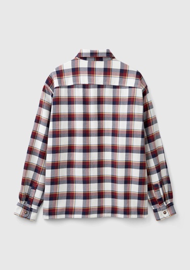  Erkek Beyaz Mix %100 Pamuk İki Göğsü Cep Detaylı Uzun Kollu Desenli Gömlek