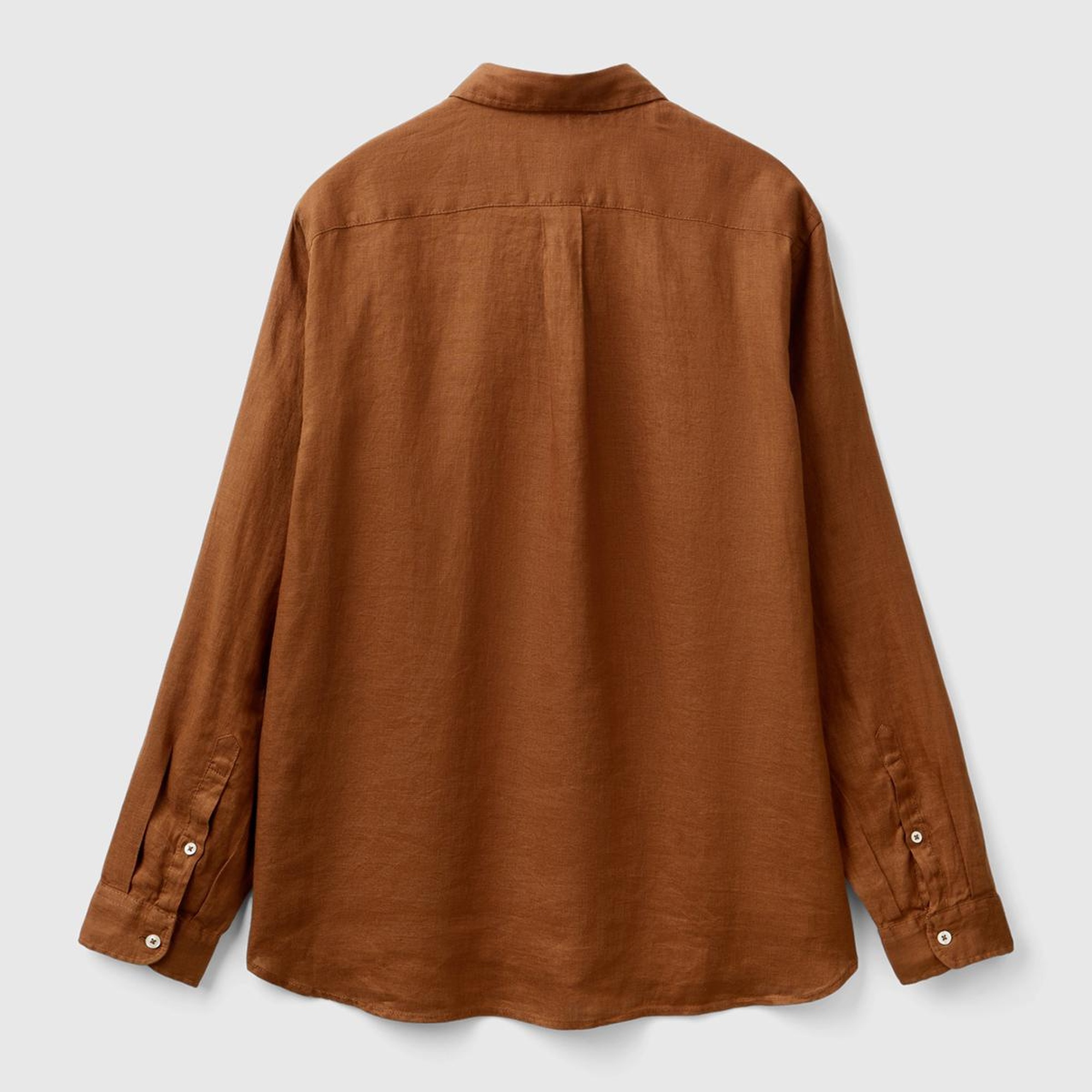 Erkek Kahverengi %100 Keten Gömlek