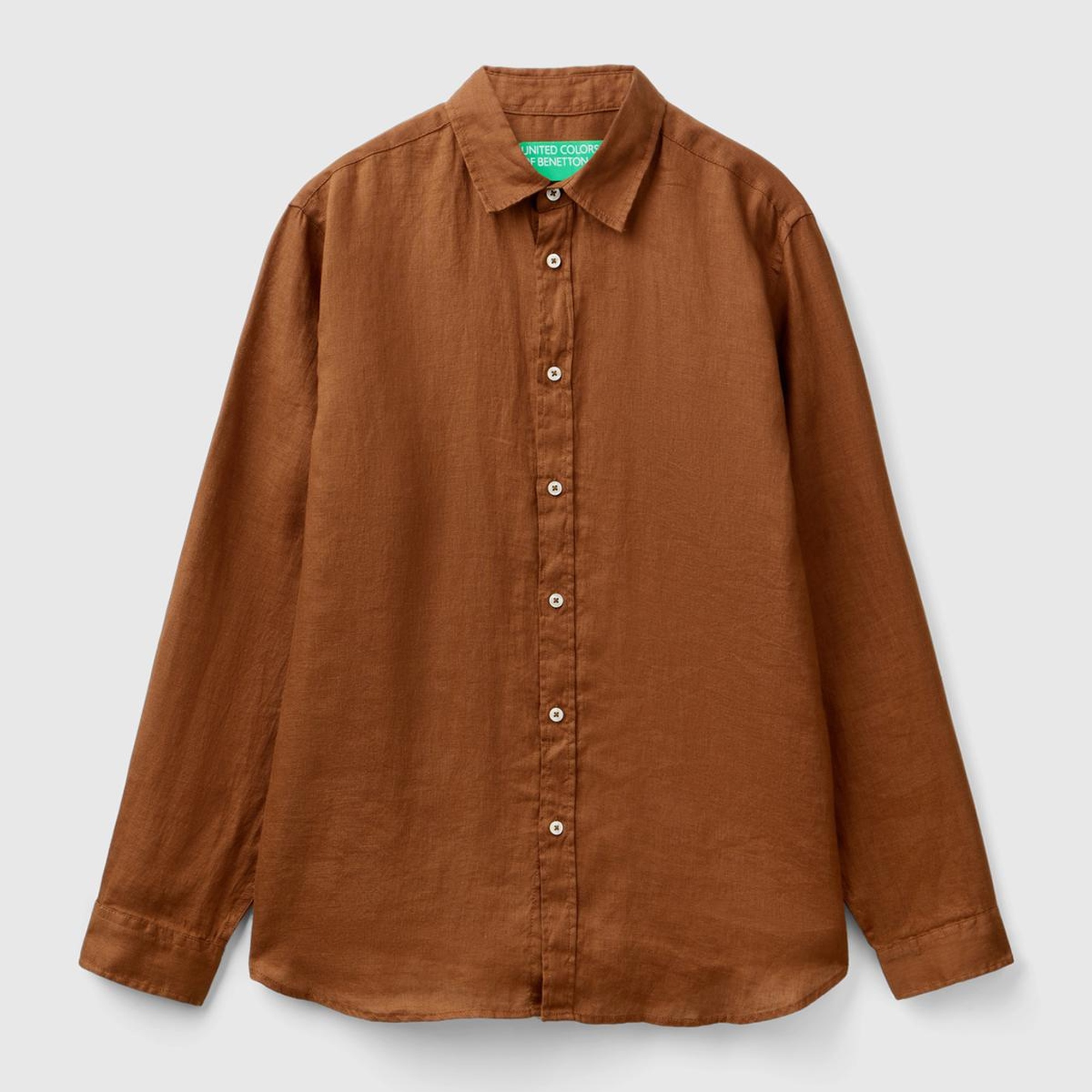 Erkek Kahverengi %100 Keten Gömlek