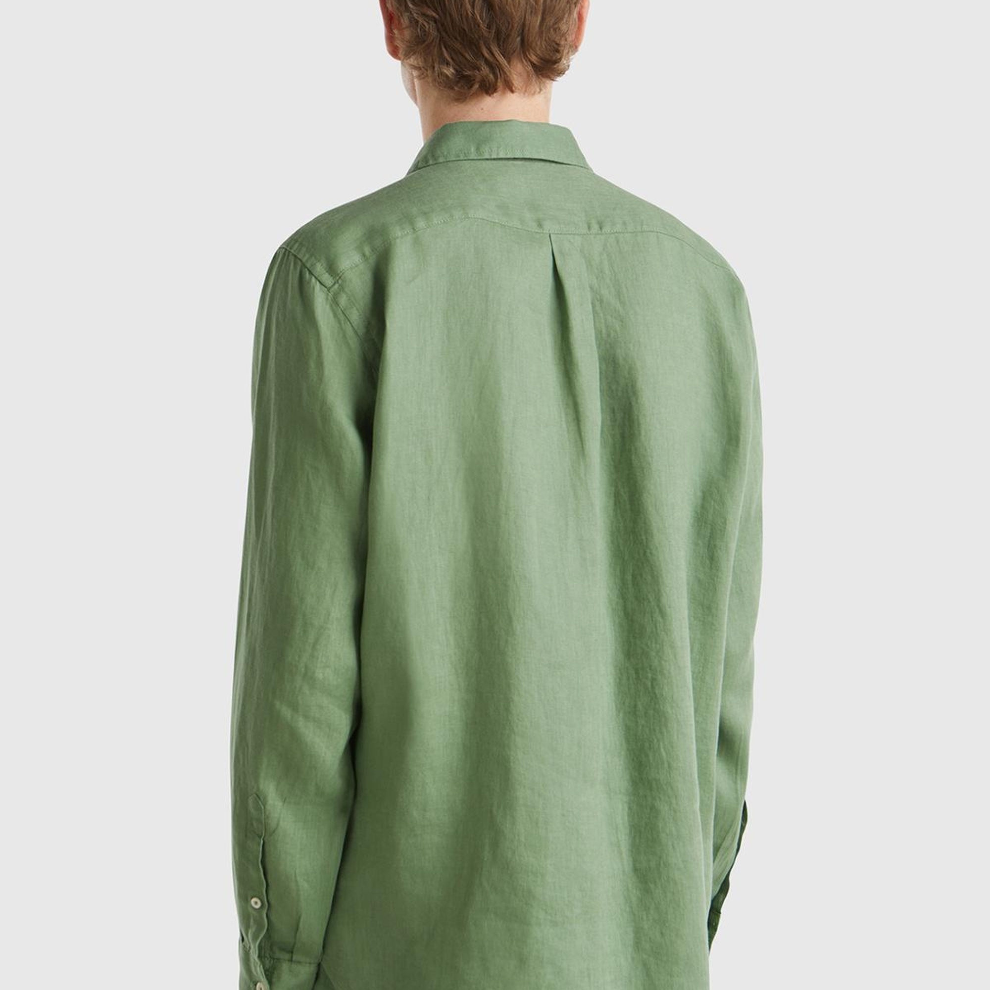 Erkek Mint Yeşili %100 Keten Gömlek