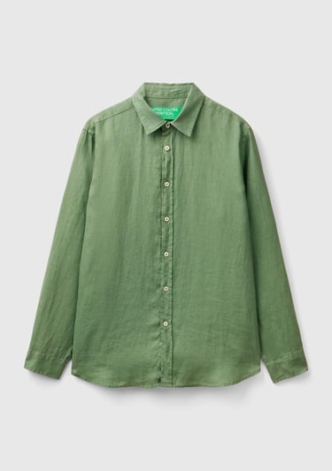  Erkek Mint Yeşili %100 Keten Gömlek