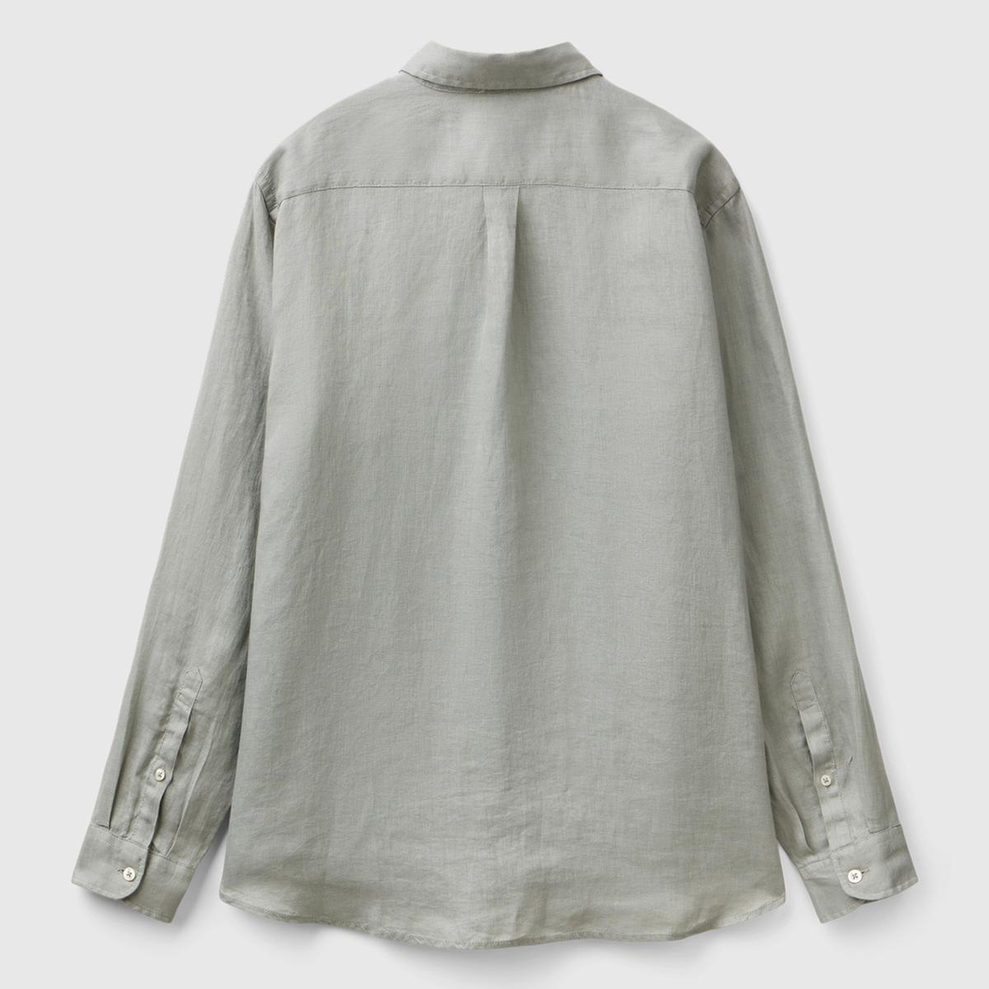 Erkek Gri %100 Keten Gömlek