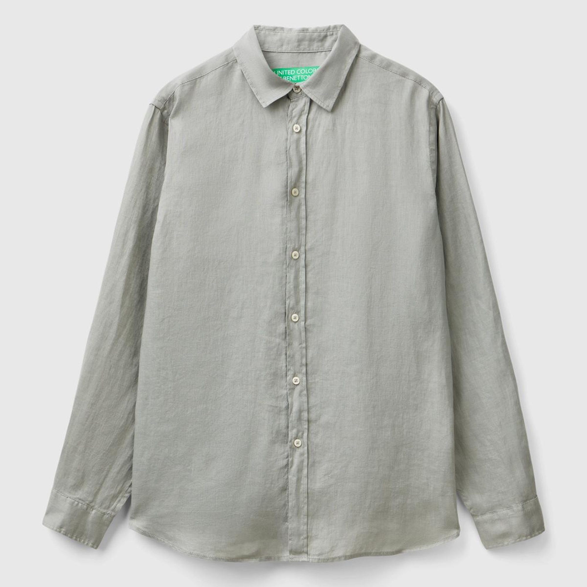 Erkek Gri %100 Keten Gömlek