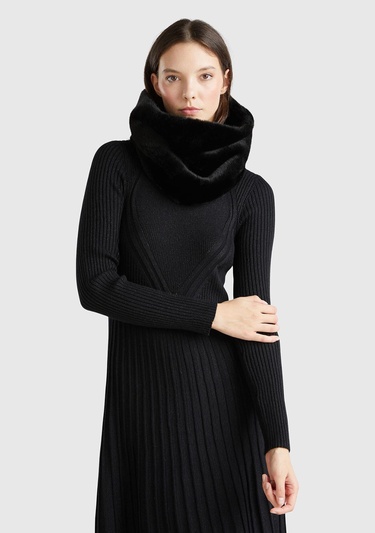  Kadın Siyah Kürk Görünümlü Yumuşak Boyunluk