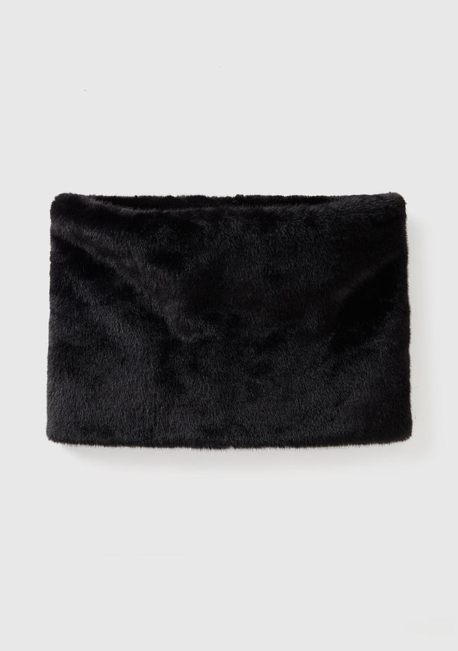  Kadın Siyah Kürk Görünümlü Yumuşak Boyunluk