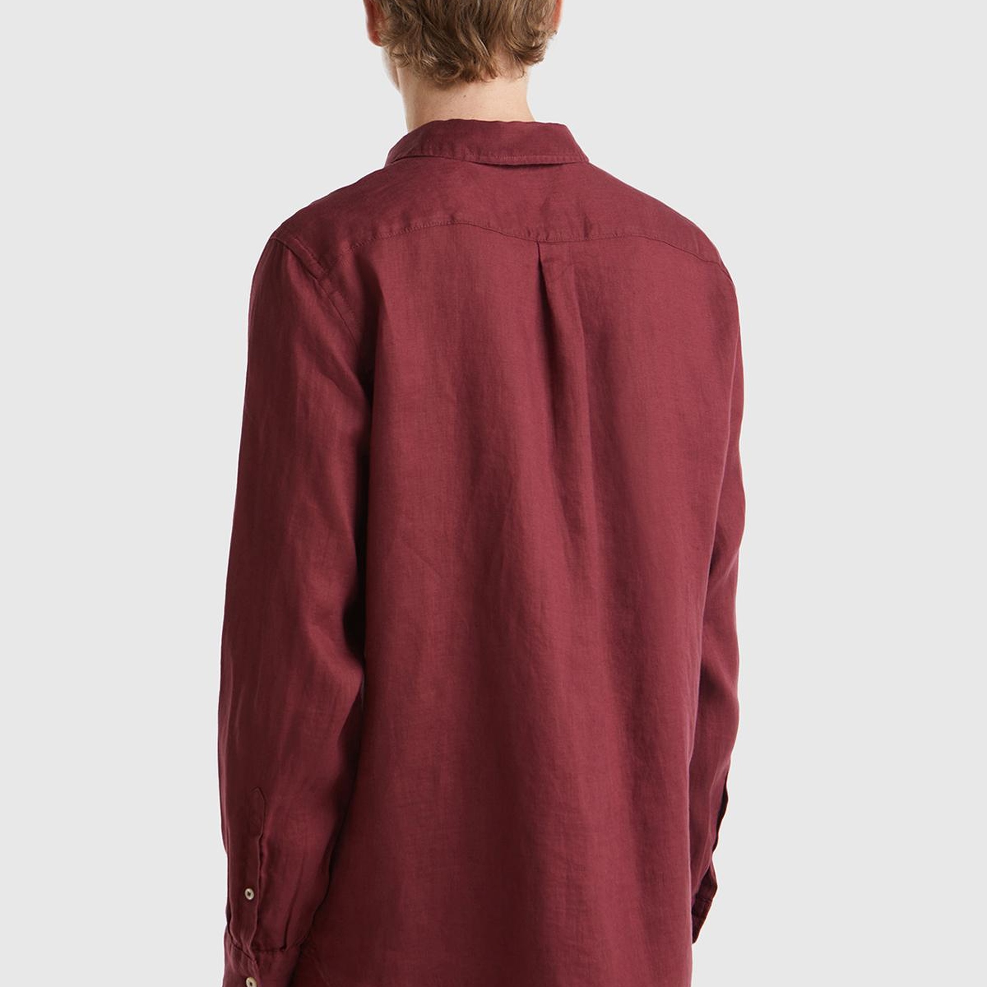 Erkek Bordo %100 Keten Gömlek