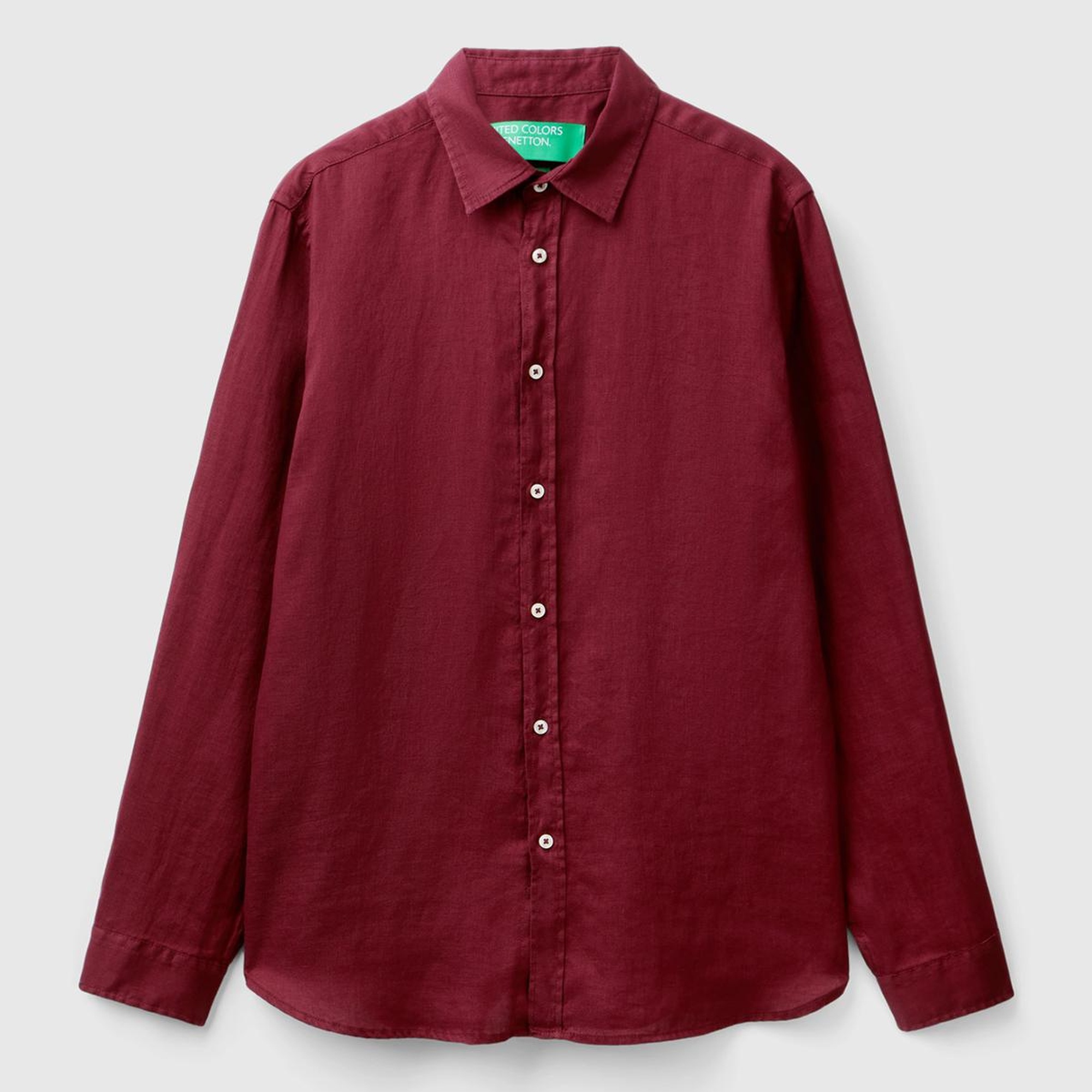 Erkek Bordo %100 Keten Gömlek