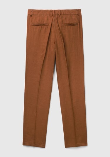  Erkek Kahverengi %100 Keten Pantolon