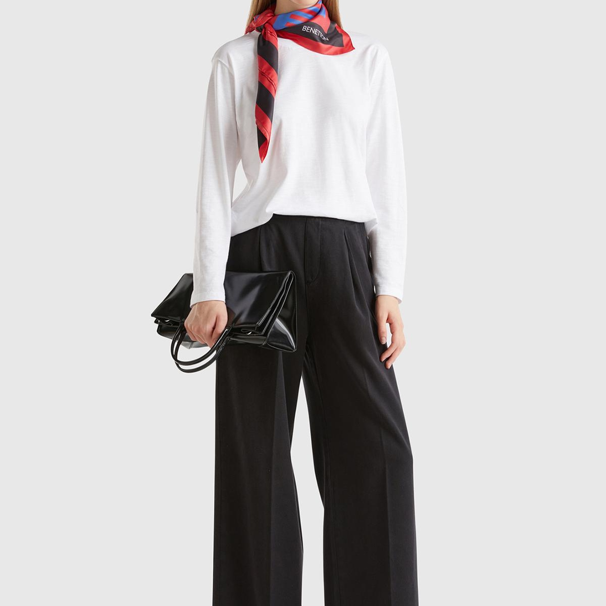 Kadın Siyah %100 Pamuk Arkası Elastik Belli Bol Paça Pantolon