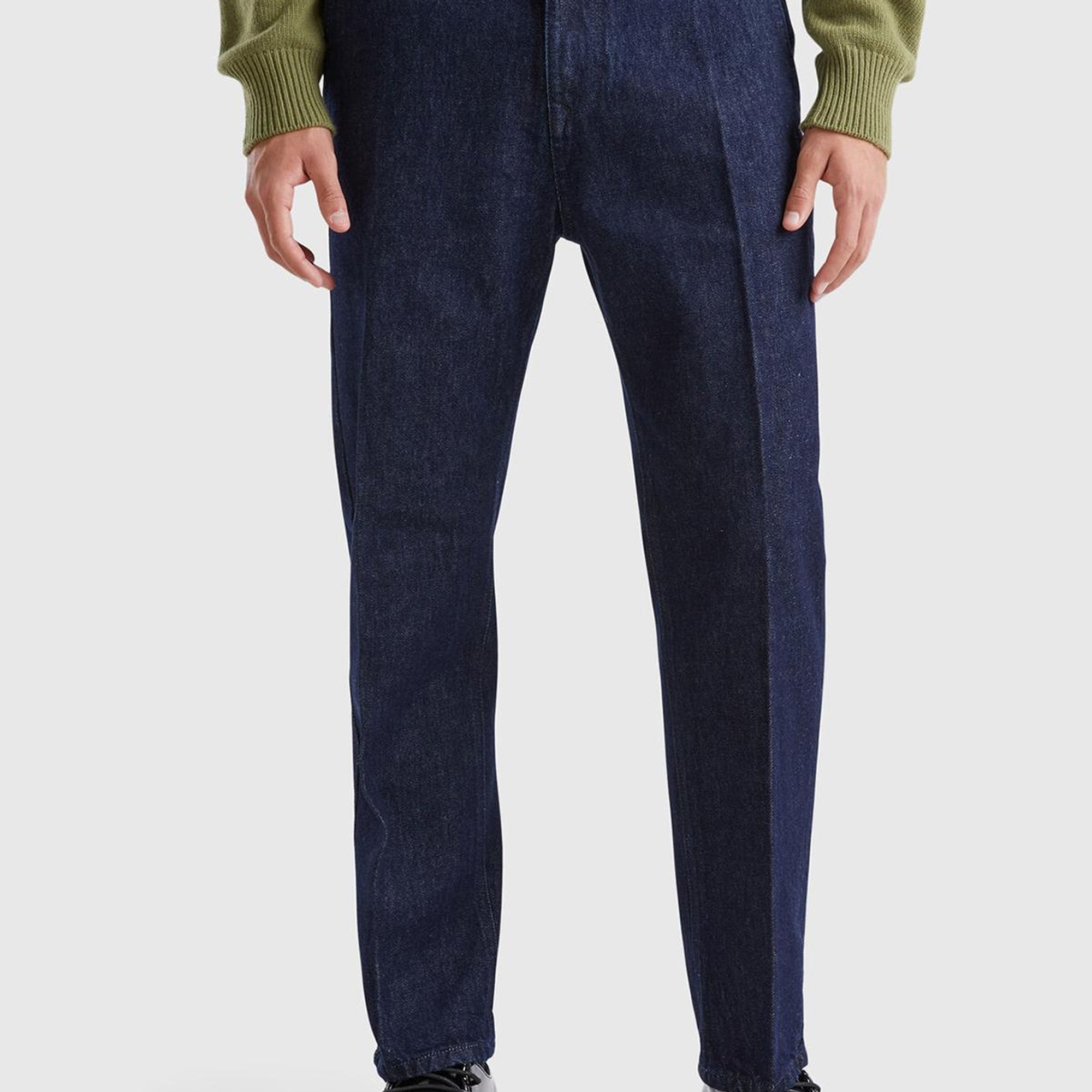 Erkek Koyu Mavi %100 Pamuk Cepli Arkası Logo Etiketli Denim Pantolon