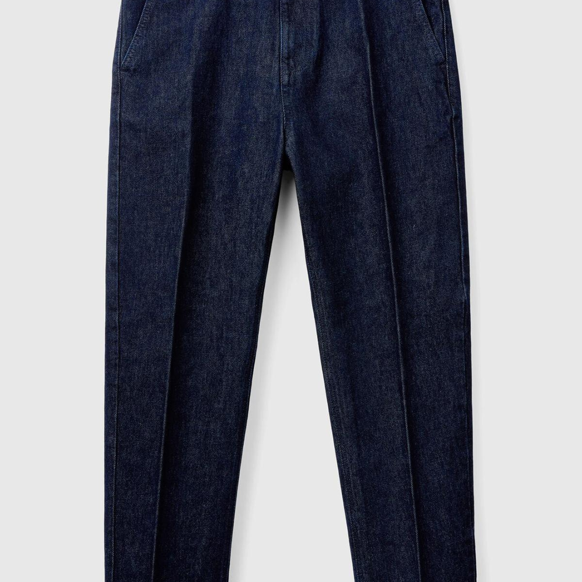 Erkek Koyu Mavi %100 Pamuk Cepli Arkası Logo Etiketli Denim Pantolon