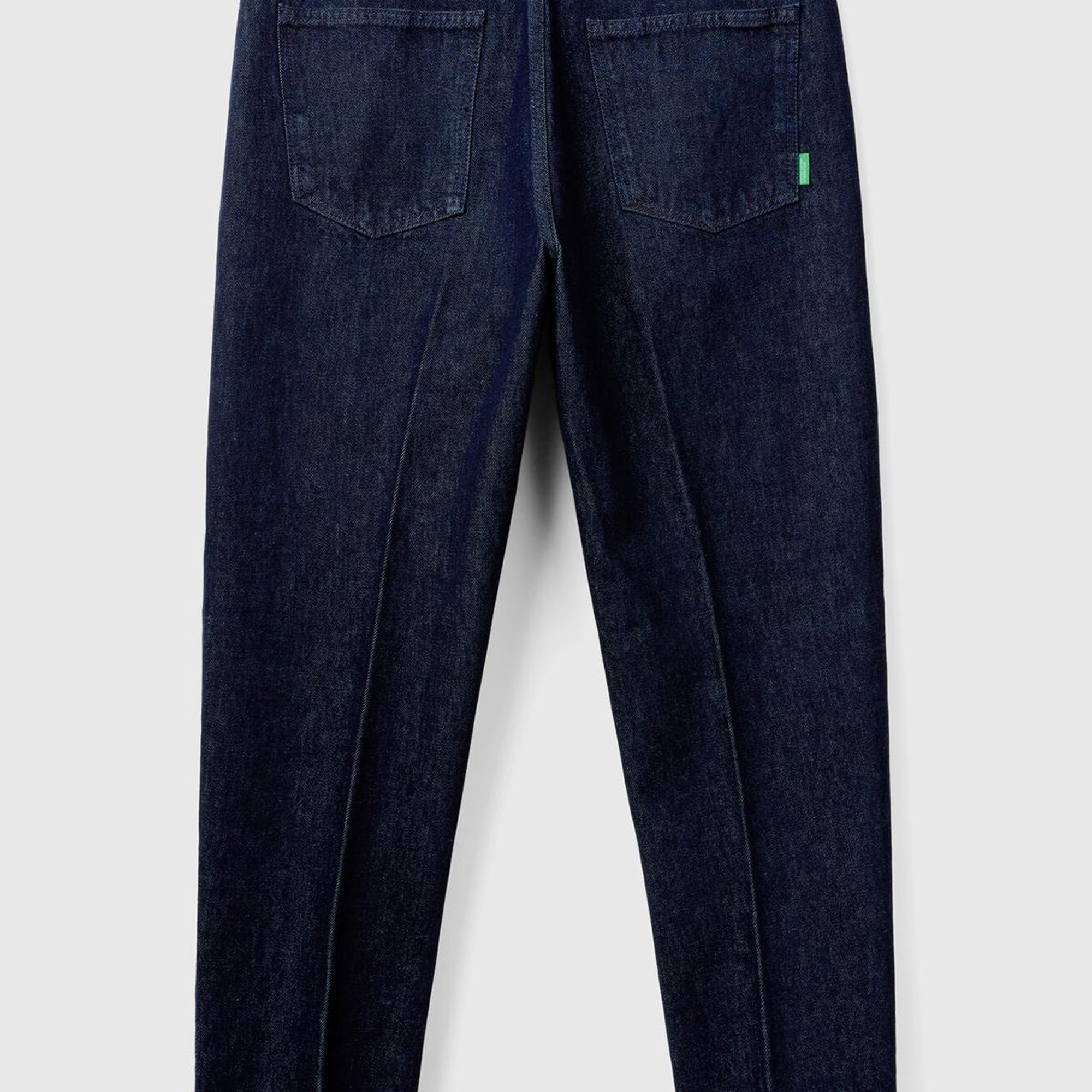 Erkek Koyu Mavi %100 Pamuk Cepli Arkası Logo Etiketli Denim Pantolon