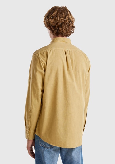  Erkek Taba %100 Pamuk Uzun Kollu Gömlek