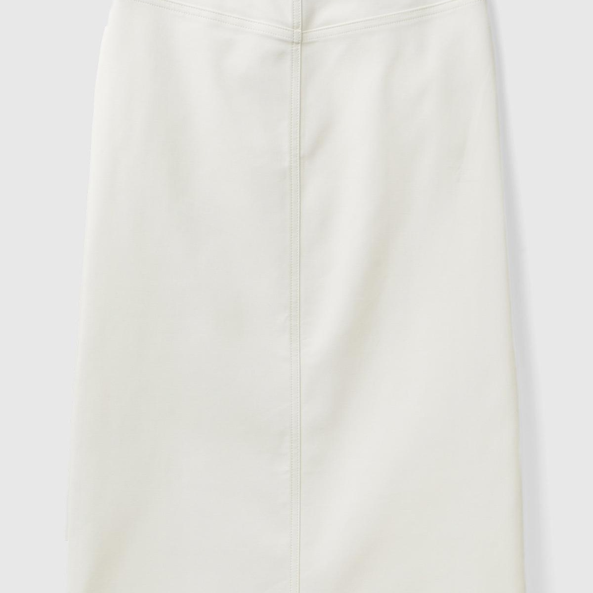 Kadın Krem Pamuk ve Viskoz Karışımlı Ortası Yırtmaçlı Midi Etek