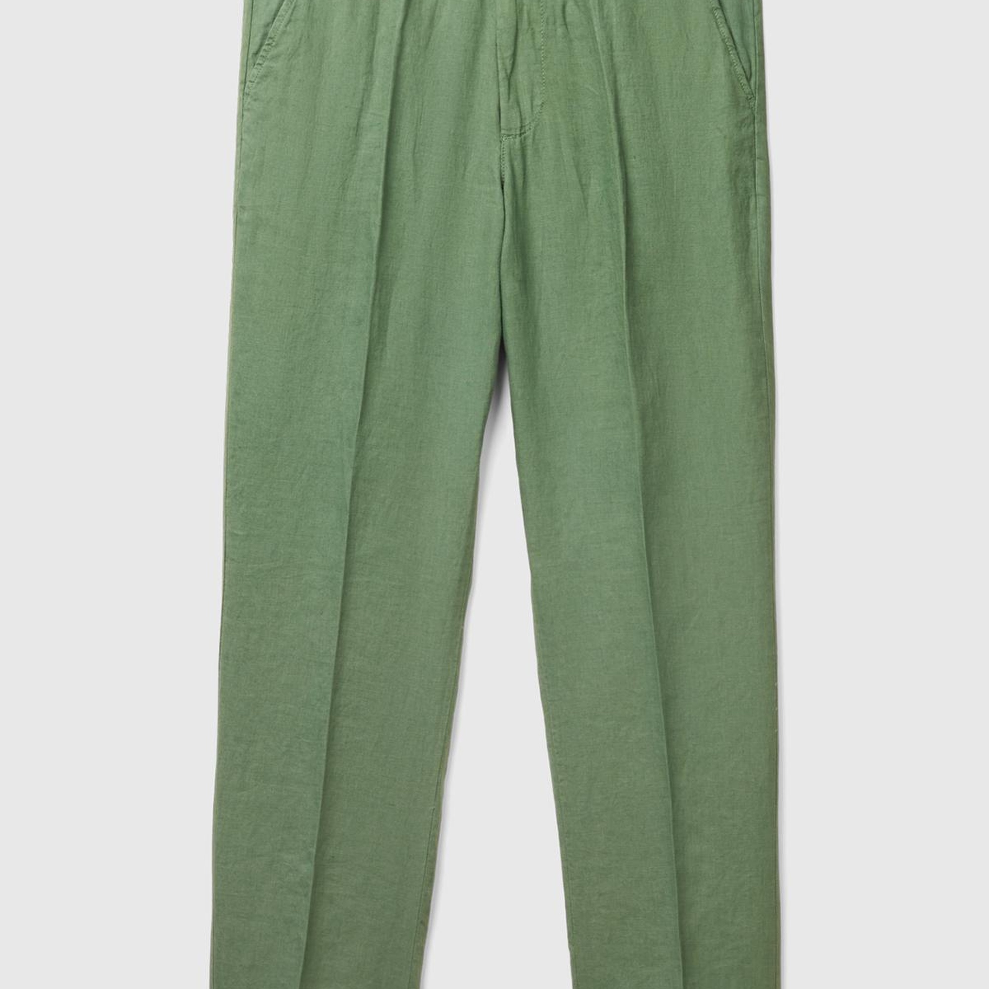 Erkek Mint Yeşili %100 Keten Pantolon