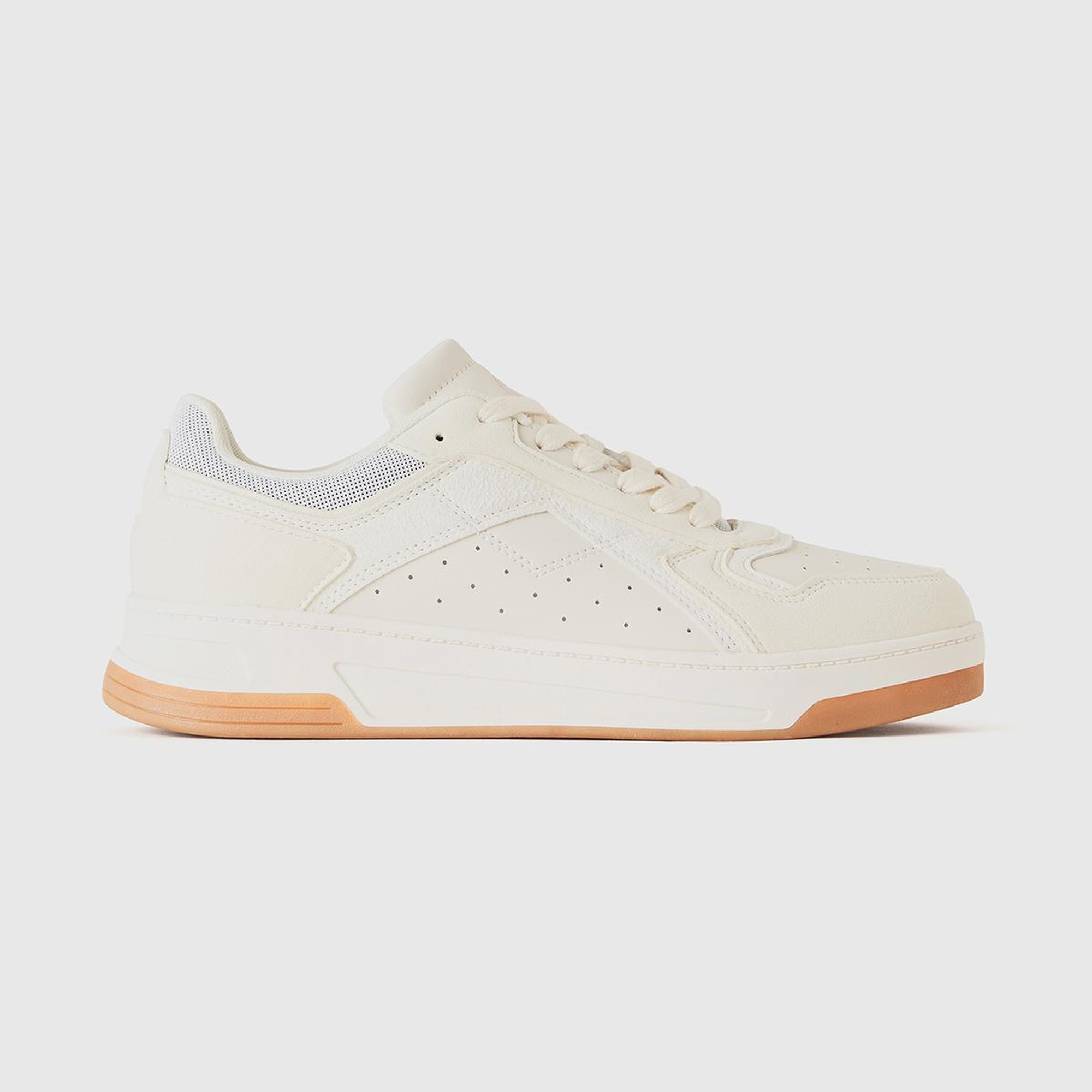 Kadın Krem İki Renkli Bağcıklı Spor Ayakkabı