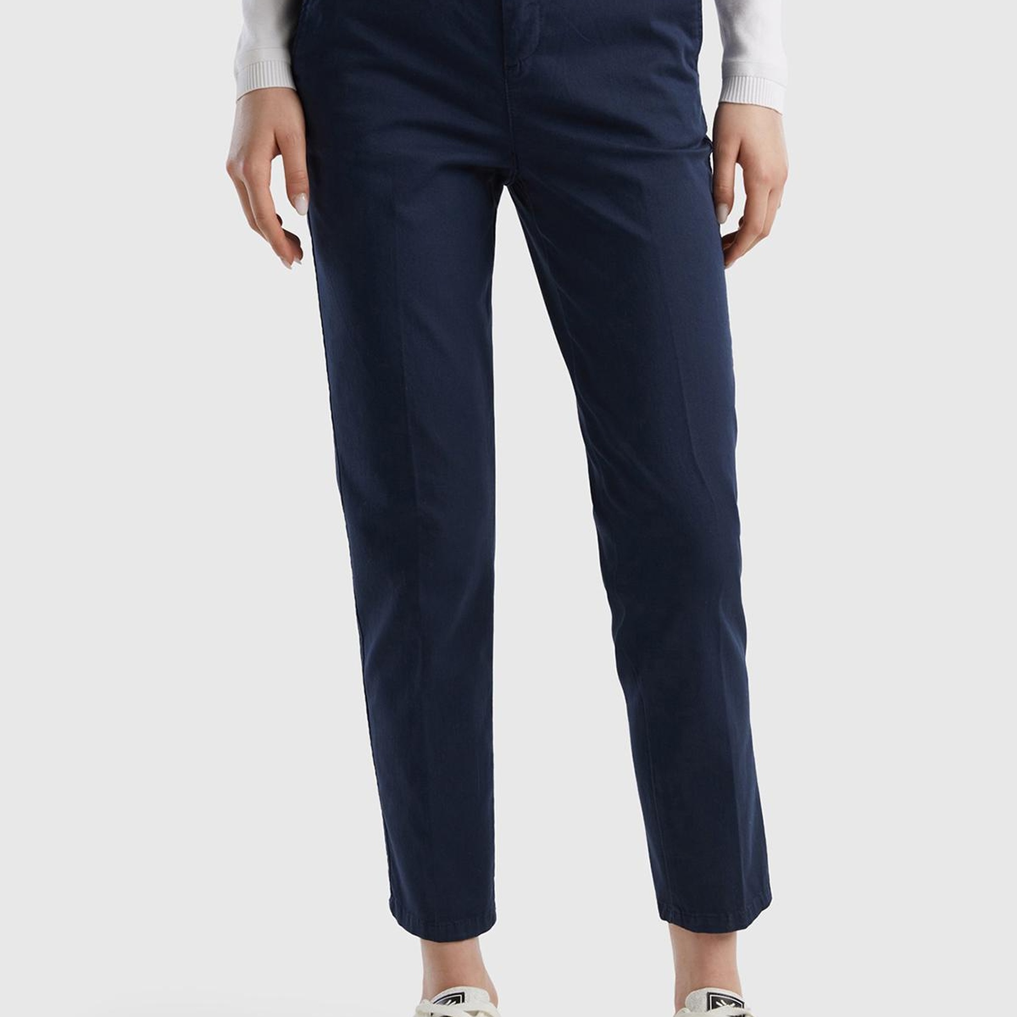 Kadın Lacivert Elastanlı Basic Chino Pantolon