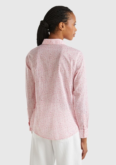  Kadın Pembe %100 Koton Desenli Gömlek