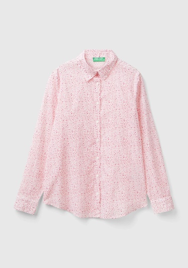  Kadın Pembe %100 Koton Desenli Gömlek