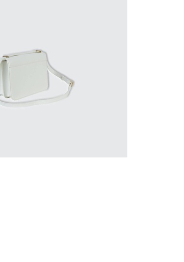  Kadın Beyaz Logo Detaylı Metal Tokalı Çanta