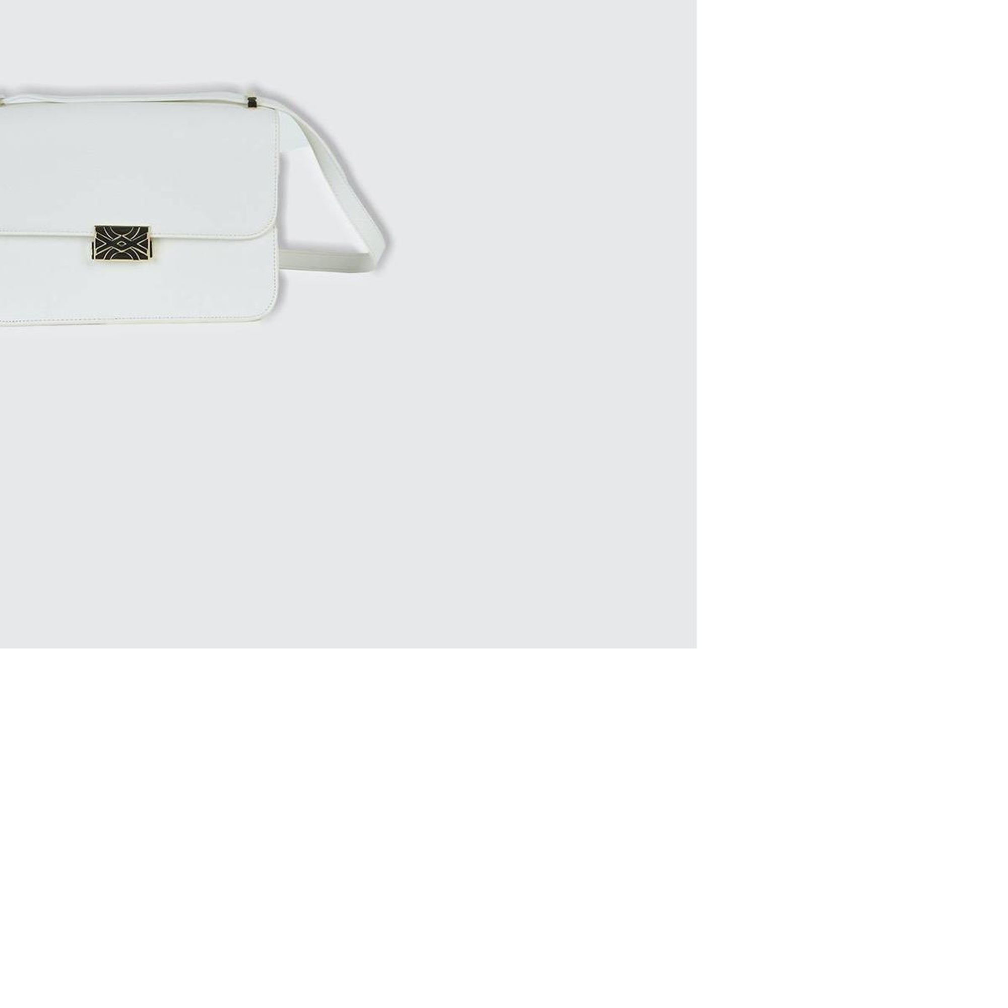 Kadın Beyaz Logo Detaylı Metal Tokalı Çanta