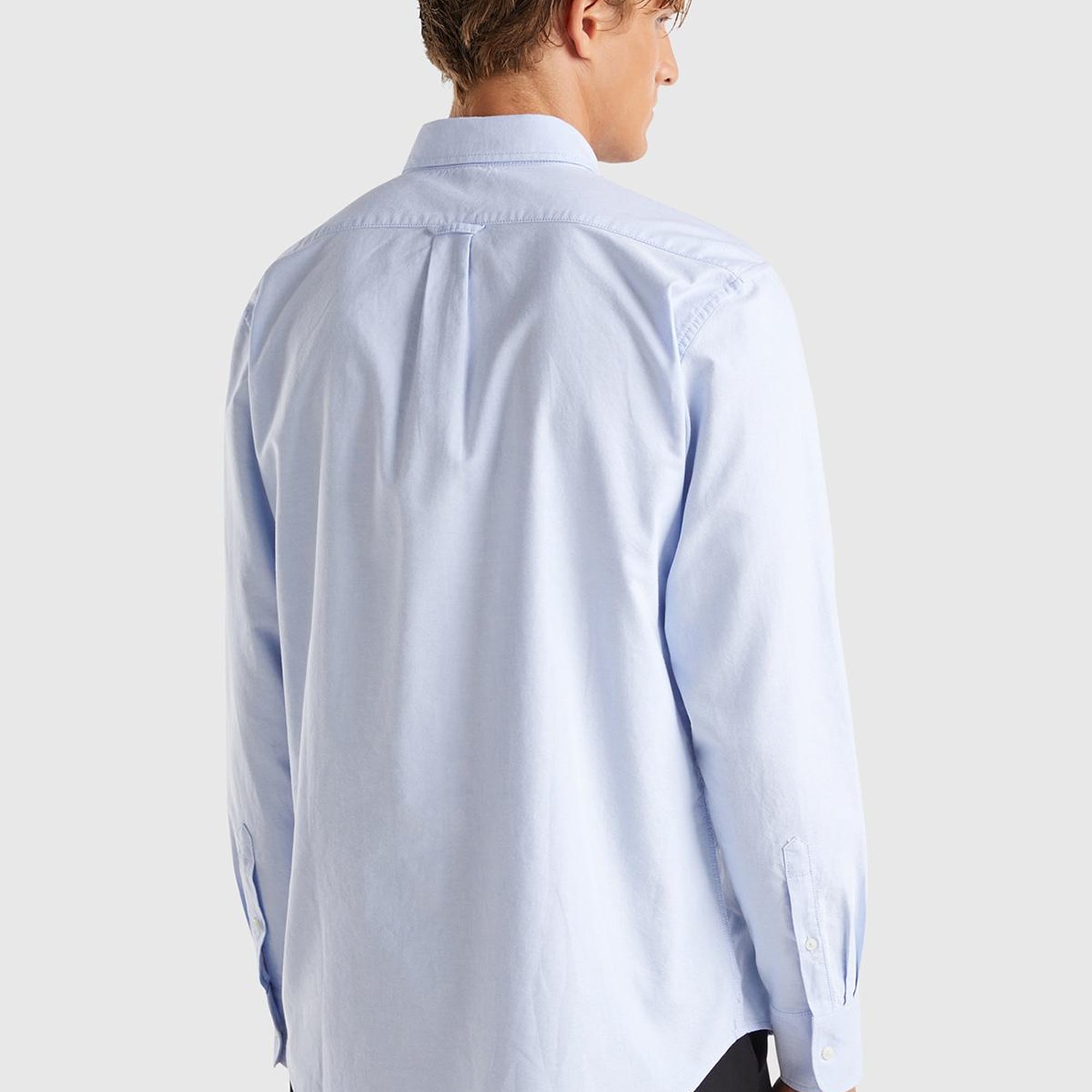 Erkek Turkuaz %100 Pamuk Göğsü Cep Detaylı Uzun Kollu Düz Gömlek