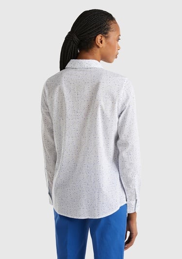  Kadın Mavi %100 Koton Desenli Gömlek