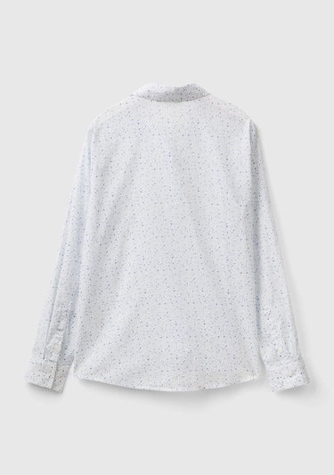  Kadın Mavi %100 Koton Desenli Gömlek