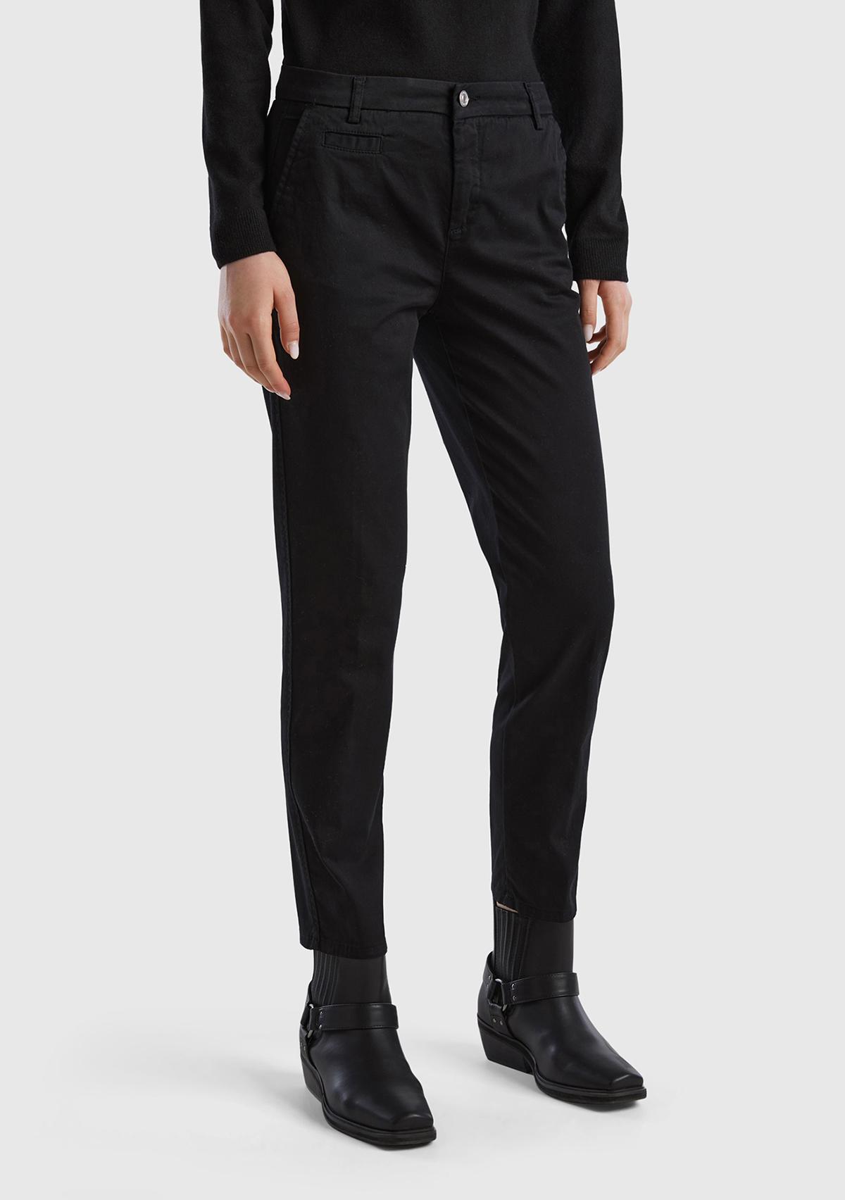  Kadın Siyah Elastanlı Basic Chino Pantolon