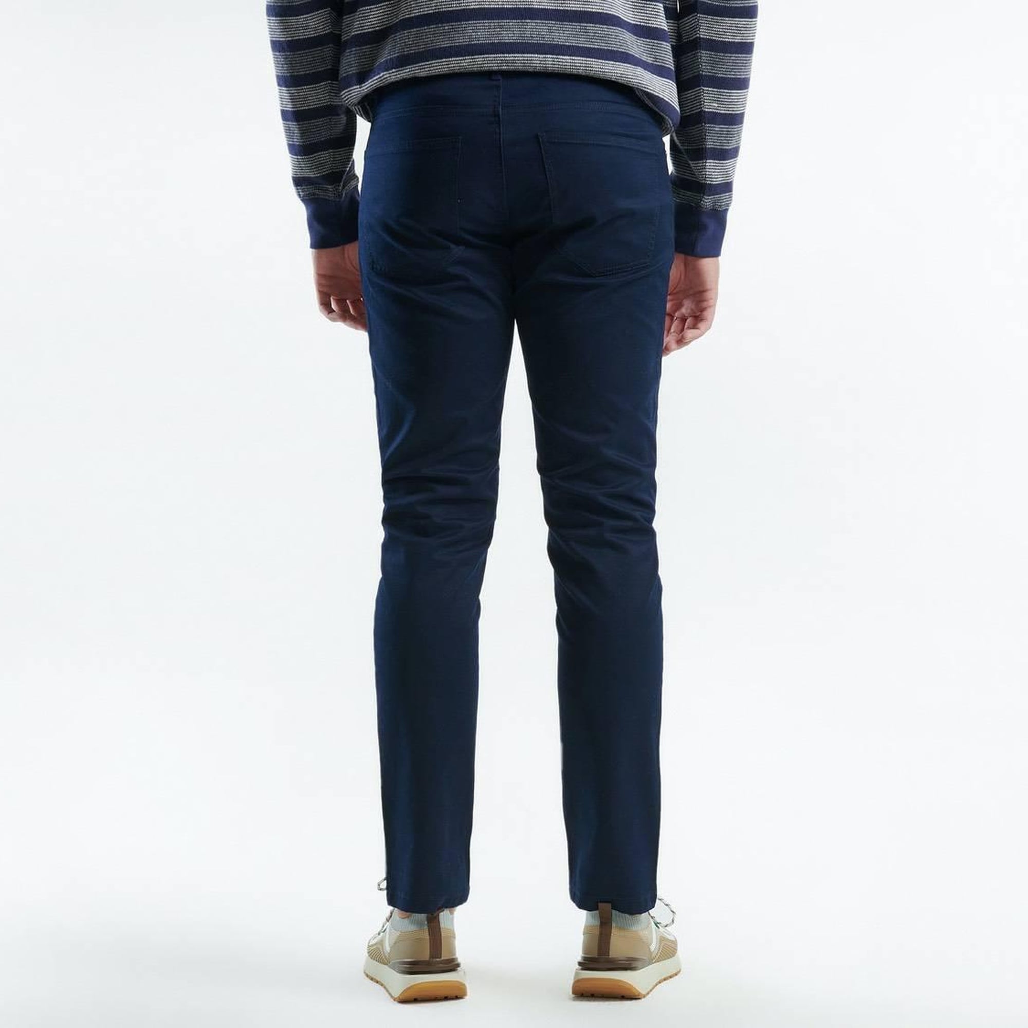 Erkek Lacivert Pamuk Karışımlı Dört Cepli Düz Paça Pantolon