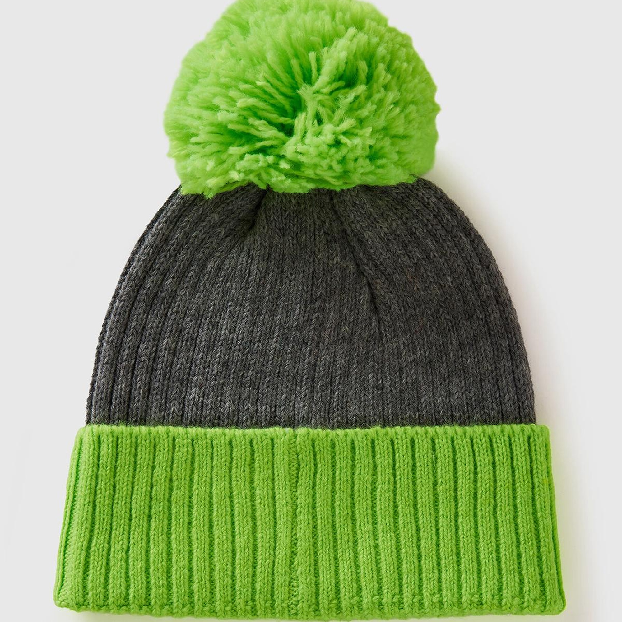 Kadın Yeşil Yün Karışımlı Ponponlu Bere