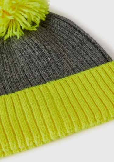  Kadın Sarı Yün Karışımlı Ponponlu Bere