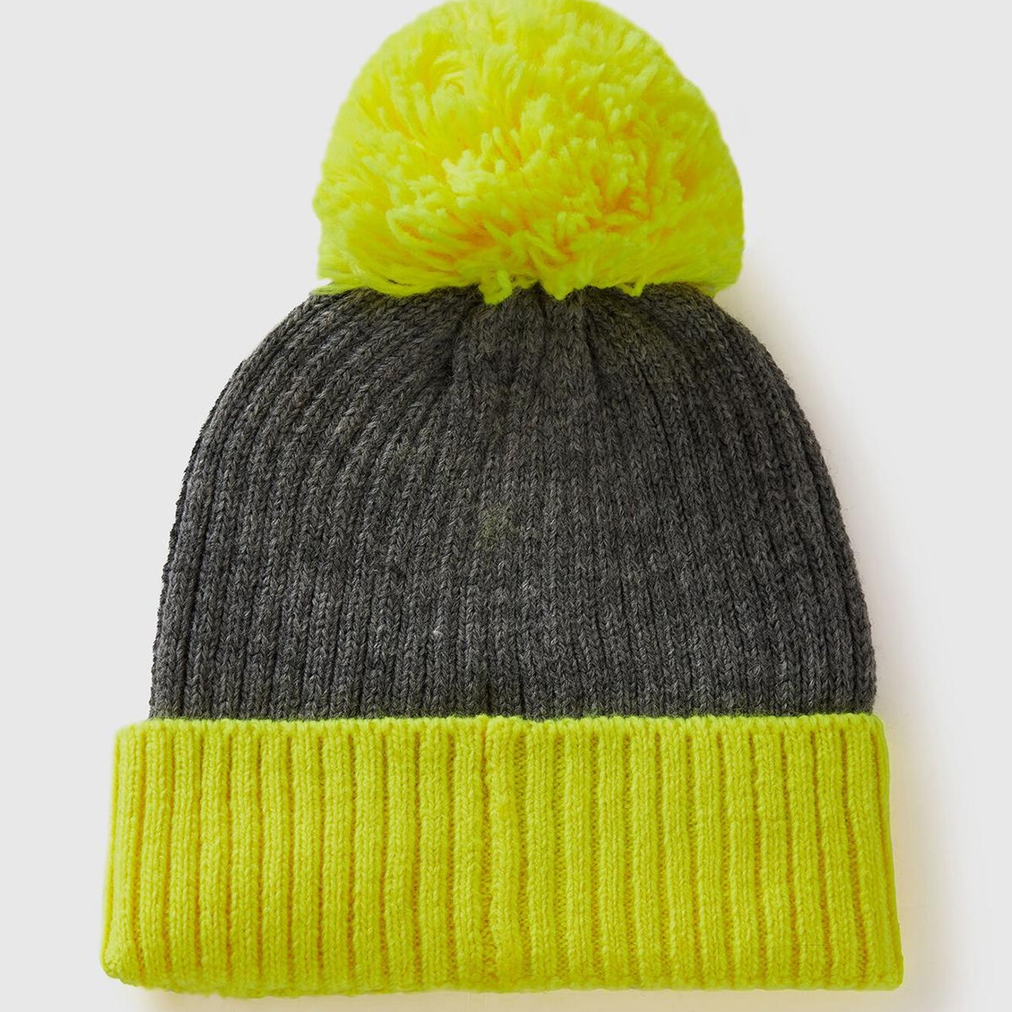 Kadın Sarı Yün Karışımlı Ponponlu Bere