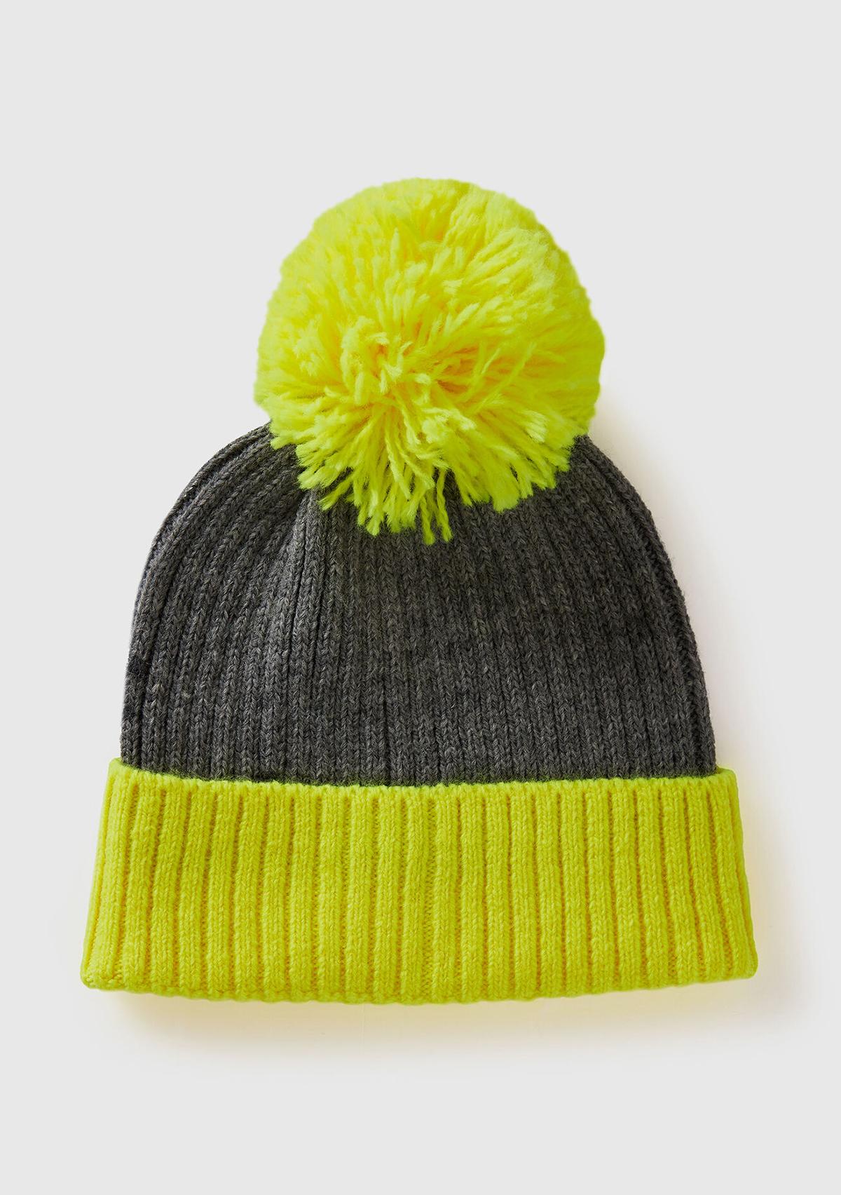  Kadın Sarı Yün Karışımlı Ponponlu Bere