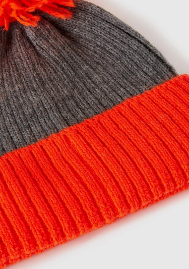  Kadın Turuncu Yün Karışımlı Ponponlu Bere