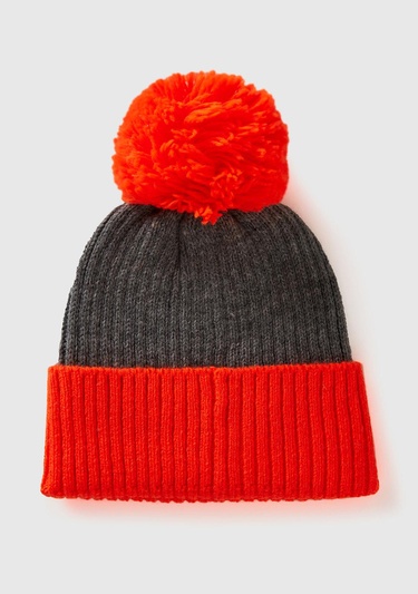  Kadın Turuncu Yün Karışımlı Ponponlu Bere