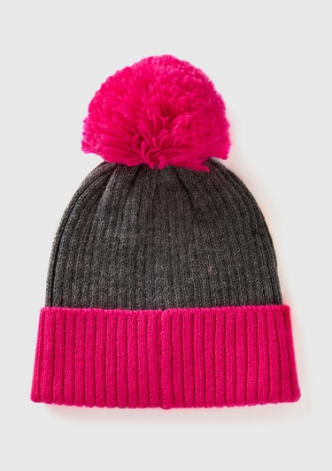  Kadın Pembe Yün Karışımlı Ponponlu Bere