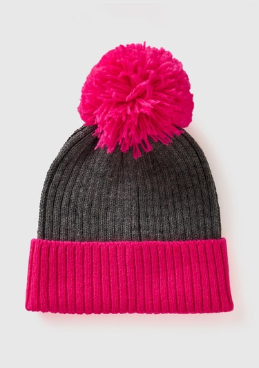  Kadın Pembe Yün Karışımlı Ponponlu Bere