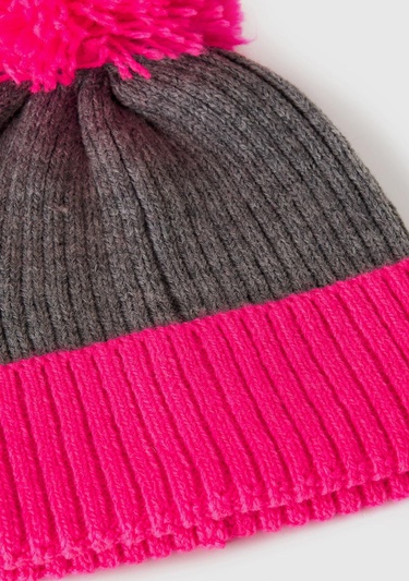  Kadın Pembe Yün Karışımlı Ponponlu Bere