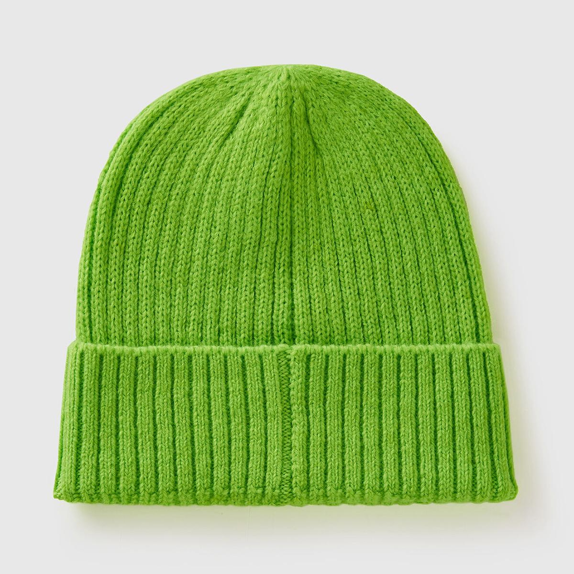 Kadın Yeşil Yün Karışımlı Slogan İşlemeli Bere