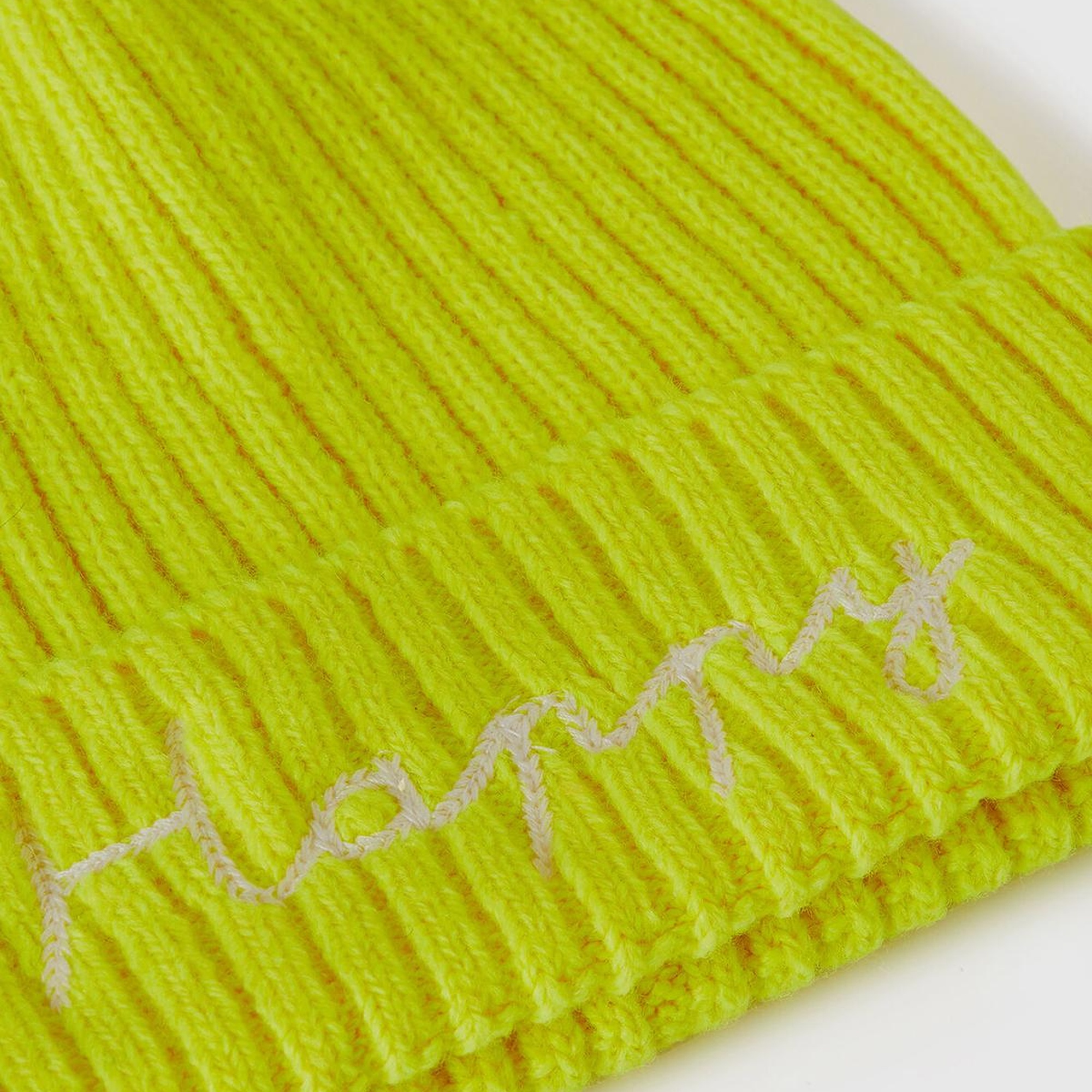 Kadın Sarı Yün Karışımlı Slogan İşlemeli Bere