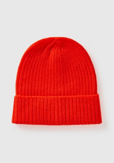  Kadın Turuncu Yün Karışımlı Slogan İşlemeli Bere