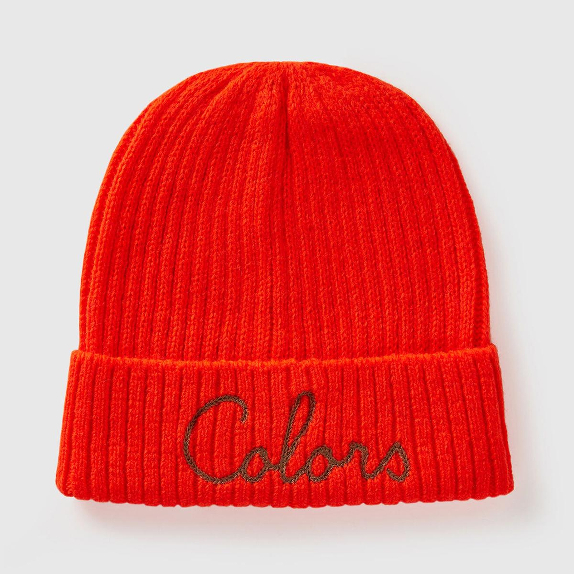 Kadın Turuncu Yün Karışımlı Slogan İşlemeli Bere