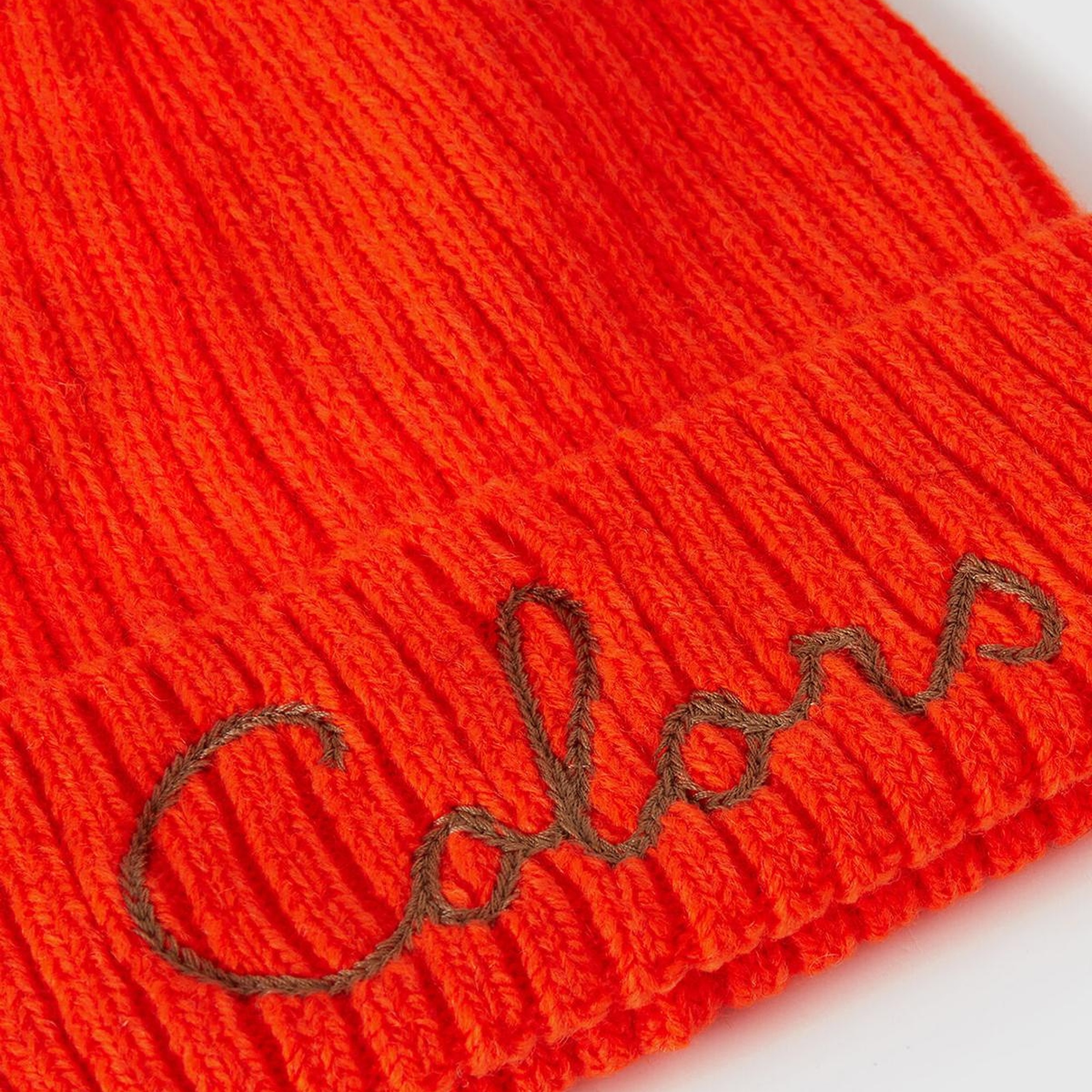 Kadın Turuncu Yün Karışımlı Slogan İşlemeli Bere