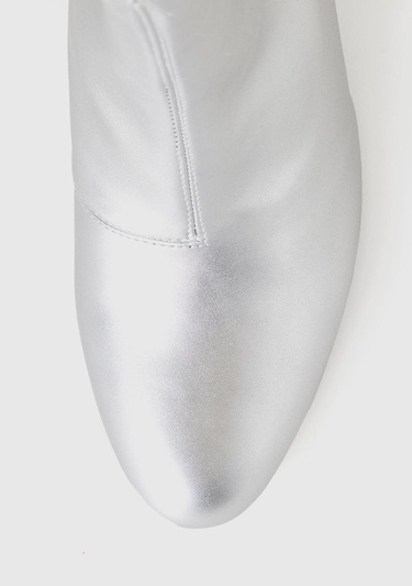  Kadın Gümüş Sivri Burun Topuklu Bot