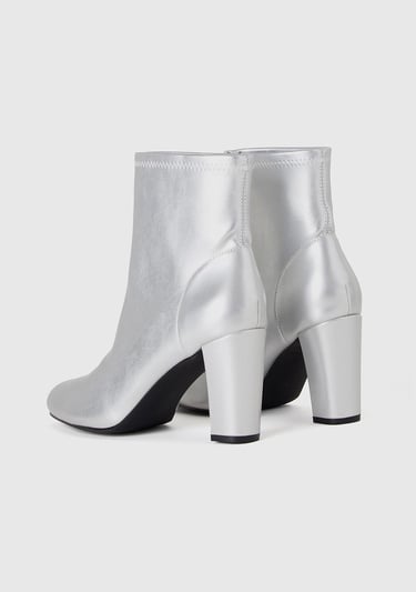  Kadın Gümüş Sivri Burun Topuklu Bot