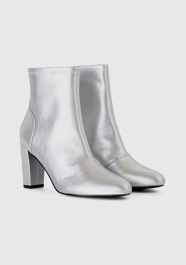  Kadın Gümüş Sivri Burun Topuklu Bot