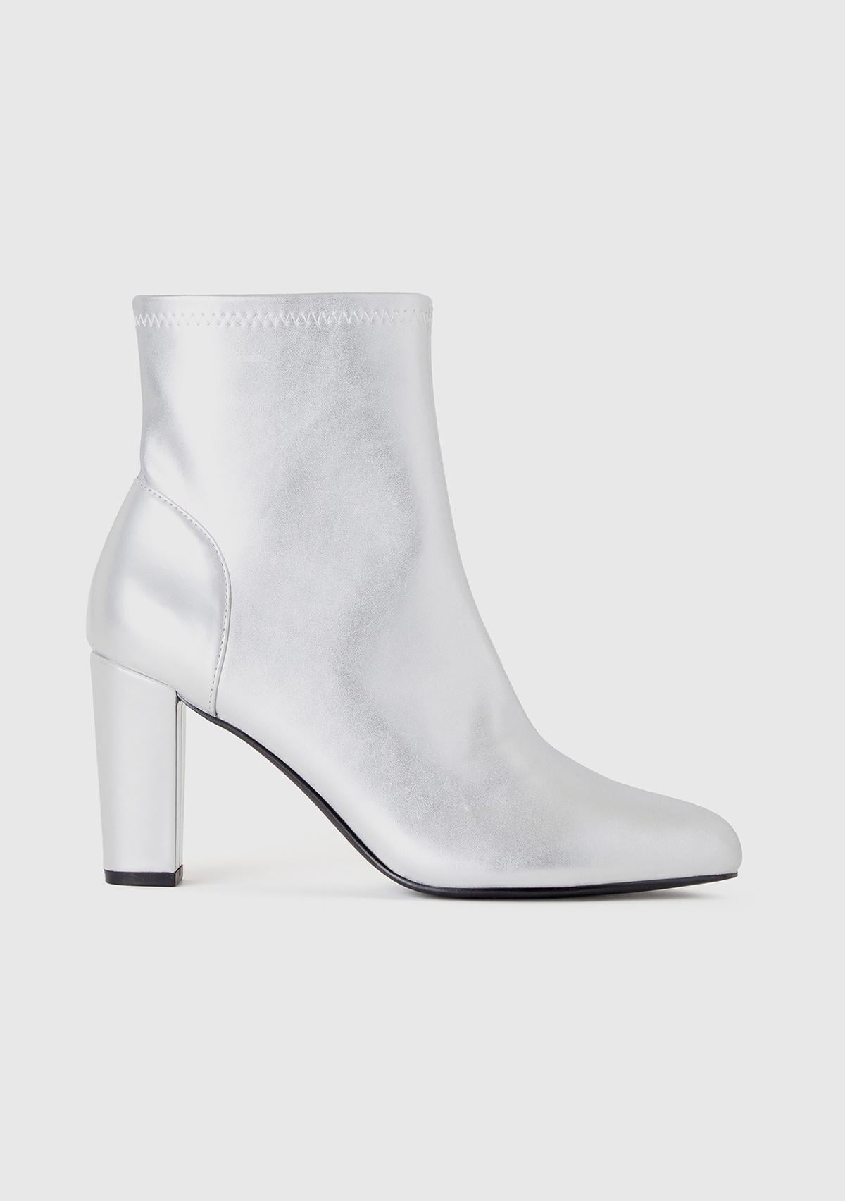  Kadın Gümüş Sivri Burun Topuklu Bot